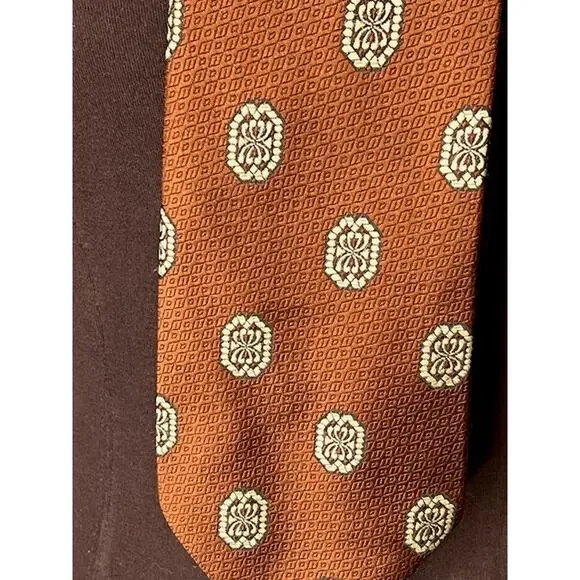 tie 1970s bronze brown geometric - Picture 2 of 9